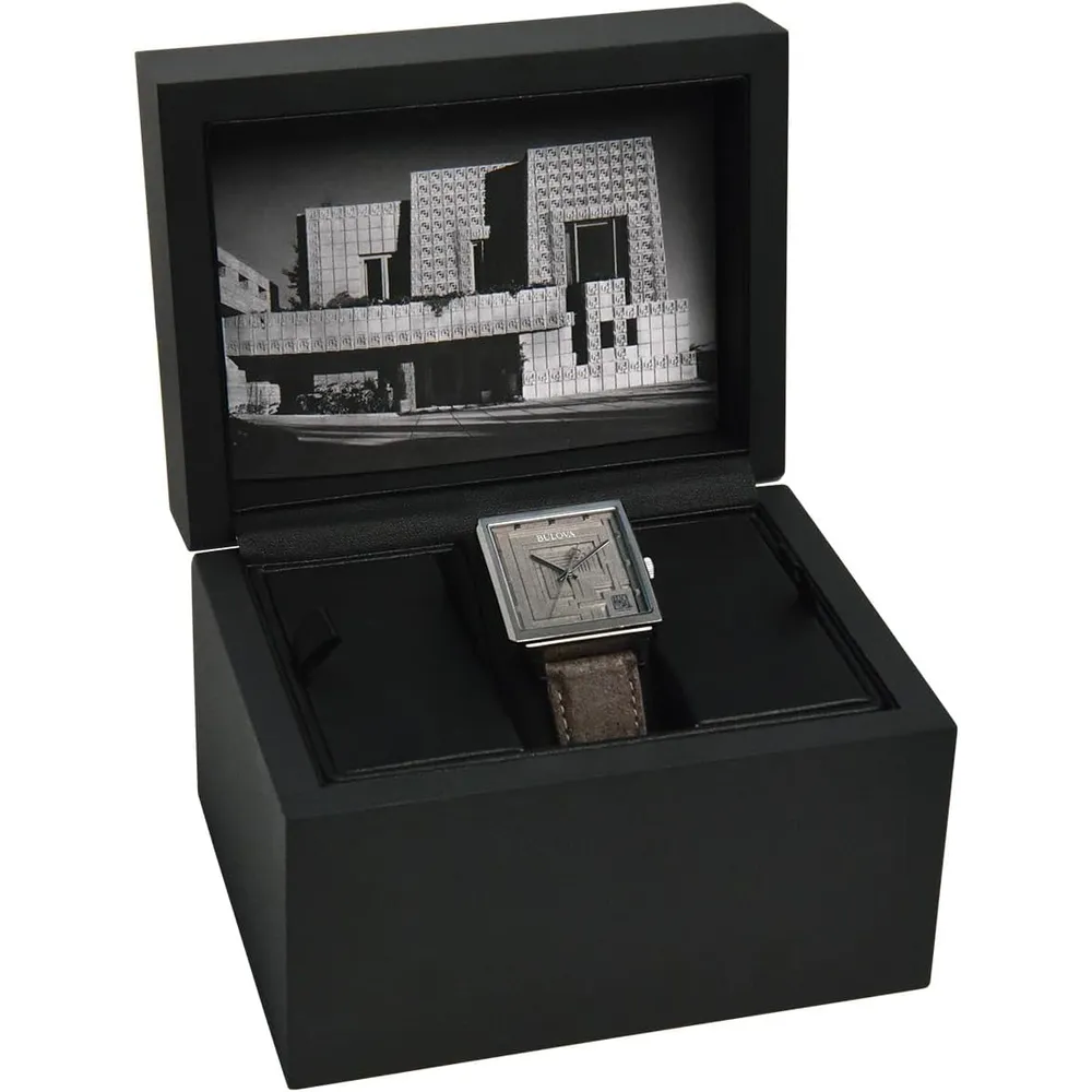 Bulova reloj Frank Lloyd Wright hombre edición limitada 3 agujas correa | Natural Rústico