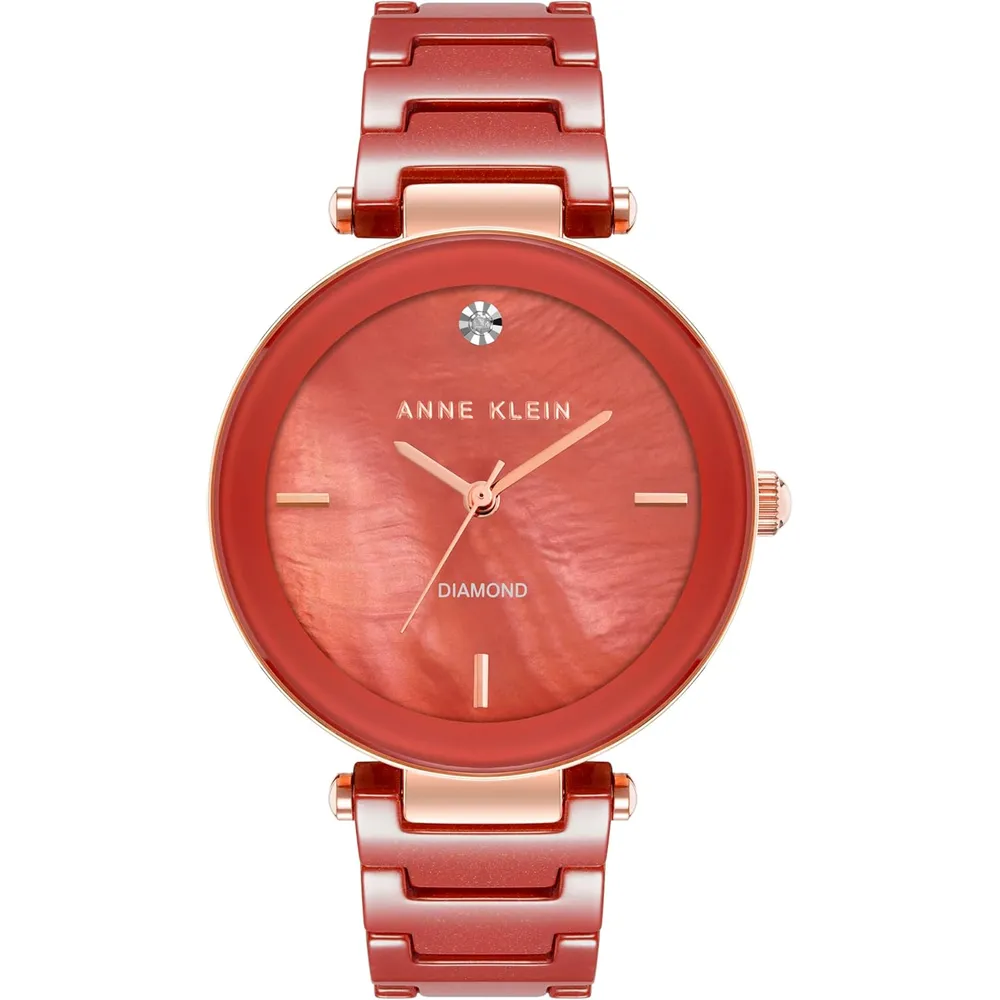 Anne Klein AK/1018RGRD reloj para mujer de cerámica | 30 mm - Rojo/Oro rosa