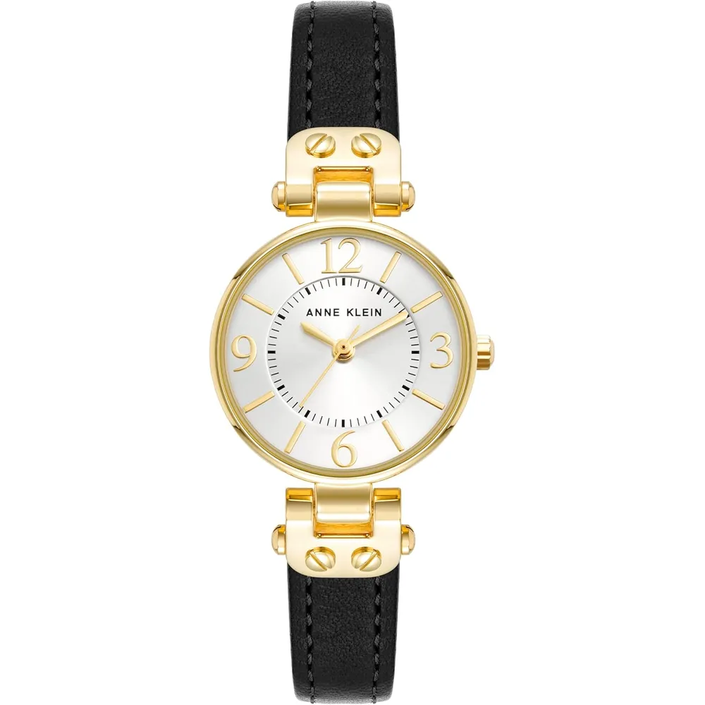 Anne Klein 109442CHHY reloj para mujer con correa de cuero | 45 mm - Negro
