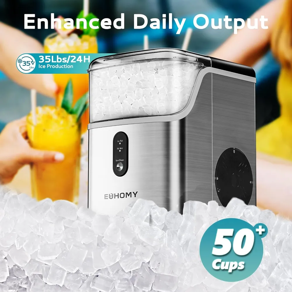 EUHOMY IM013-N MÁQUINA DE HIELO SÓNICO 35 LB/24H | PLATEADO