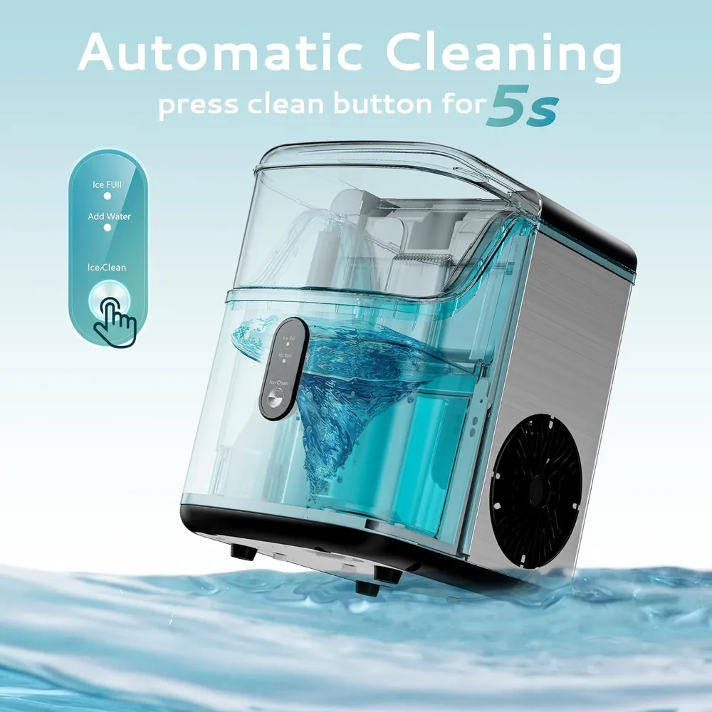 EUHOMY IM013-N MÁQUINA DE HIELO SÓNICO 35 LB/24H | PLATEADO