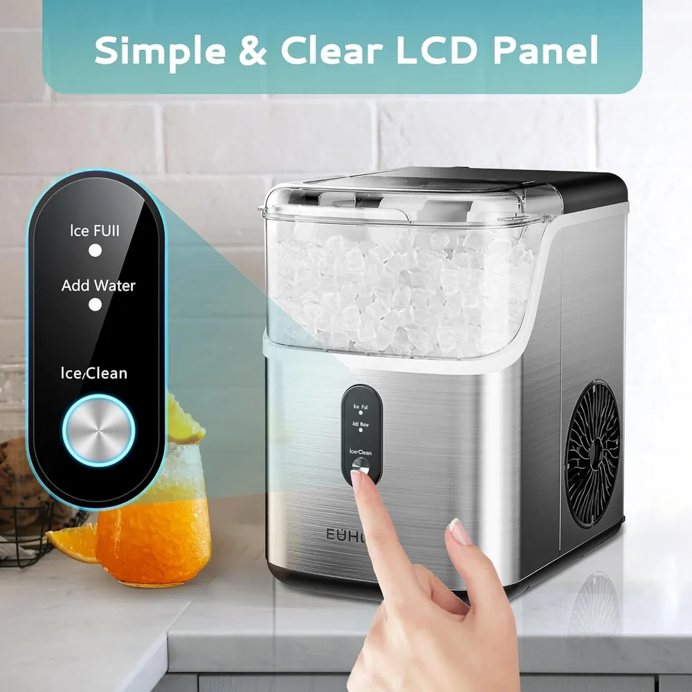 EUHOMY IM013-N MÁQUINA DE HIELO SÓNICO 35 LB/24H | PLATEADO