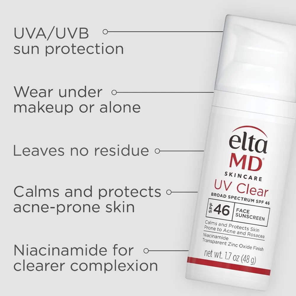 Protector solar facial transparente pack 2 EltaMD | 1.7 oz / 48 gr