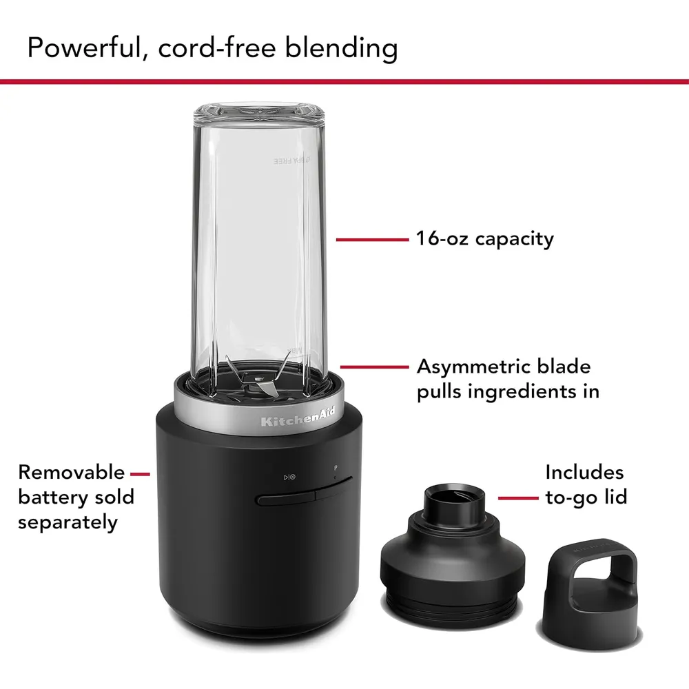 KITCHENAID KSBR256, LICUADORA PERSONAL INALÁMBRICA GO | NEGRO MATE
