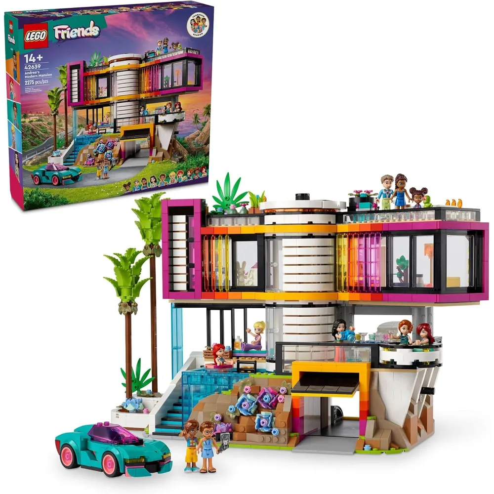 Lego Friends Mansión Moderna de Andrea, casa de muñecas con 11 personajes