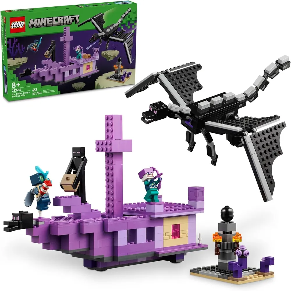 LEGO MINECRAFT DRAGÓN ENDER Y NAVE DEL END CON MINIFIGURAS
