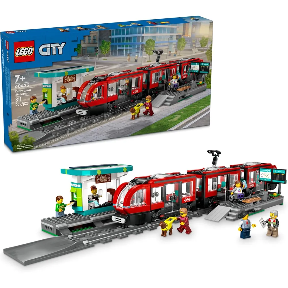 Lego Tranvía y estación de tren del centro de la ciudad, set de construcción creativo