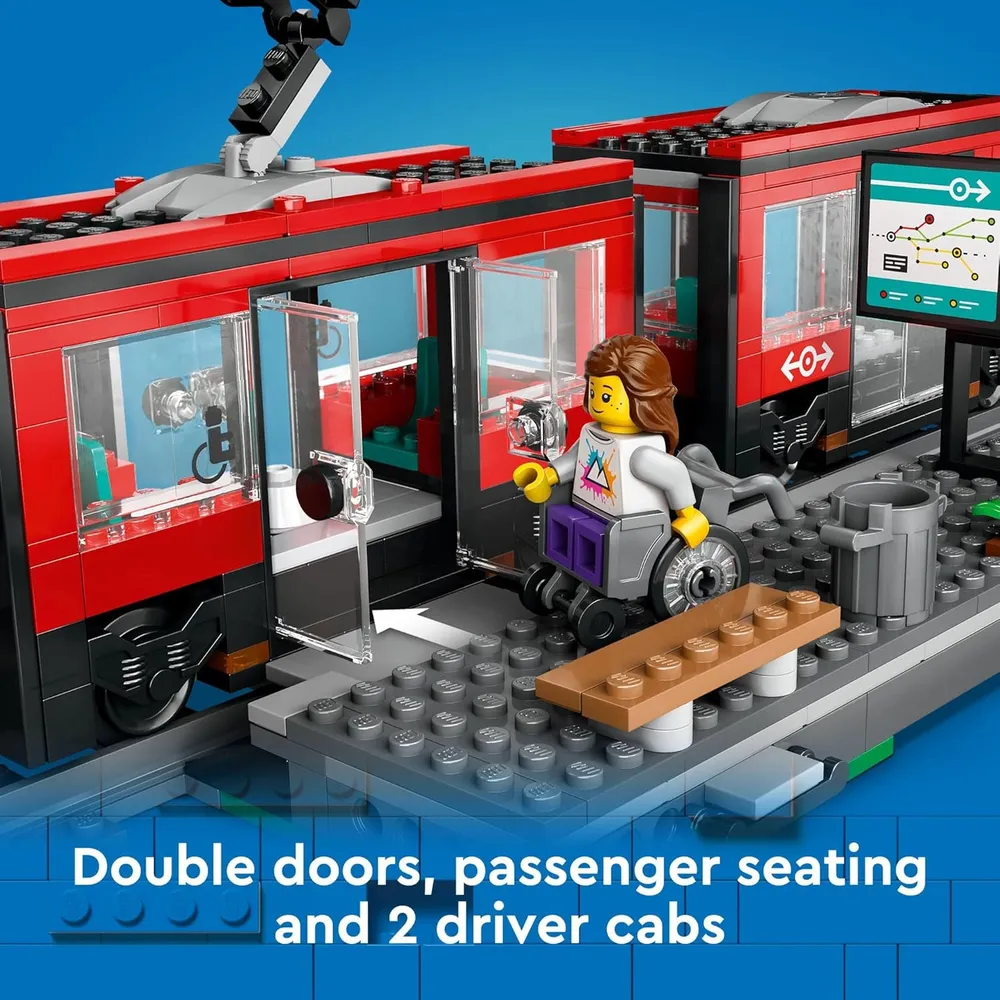 Lego Tranvía y estación de tren del centro de la ciudad, set de construcción creativo