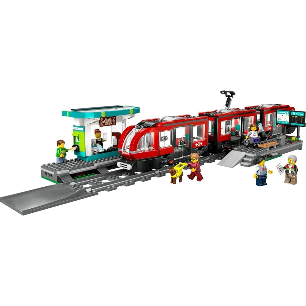 Lego Tranvía y estación de tren del centro de la ciudad, set de construcción creativo
