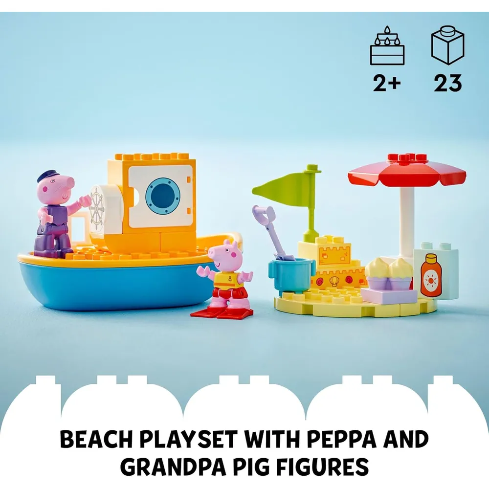 Lego Duplo Peppa Pig Paseo en barco, set de construcción con bloques y figuras