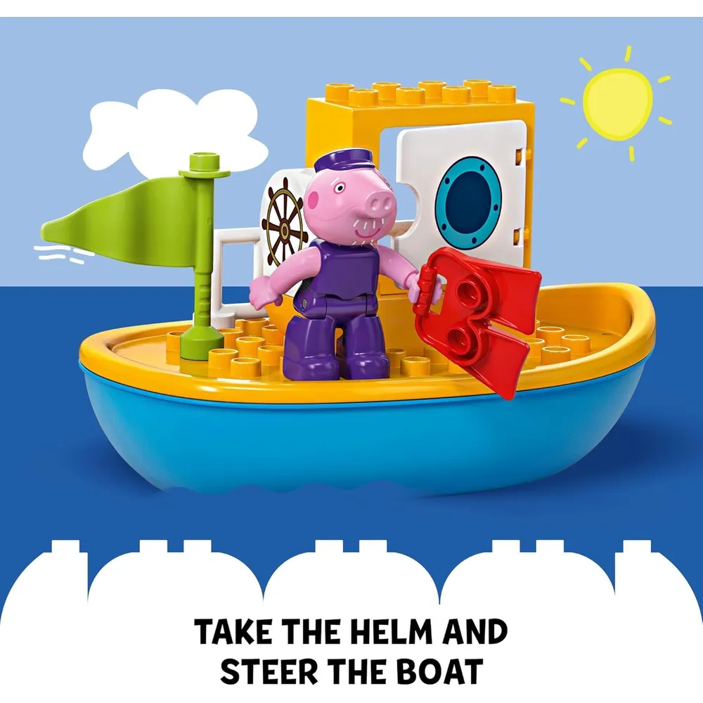Lego Duplo Peppa Pig Paseo en barco, set de construcción con bloques y figuras