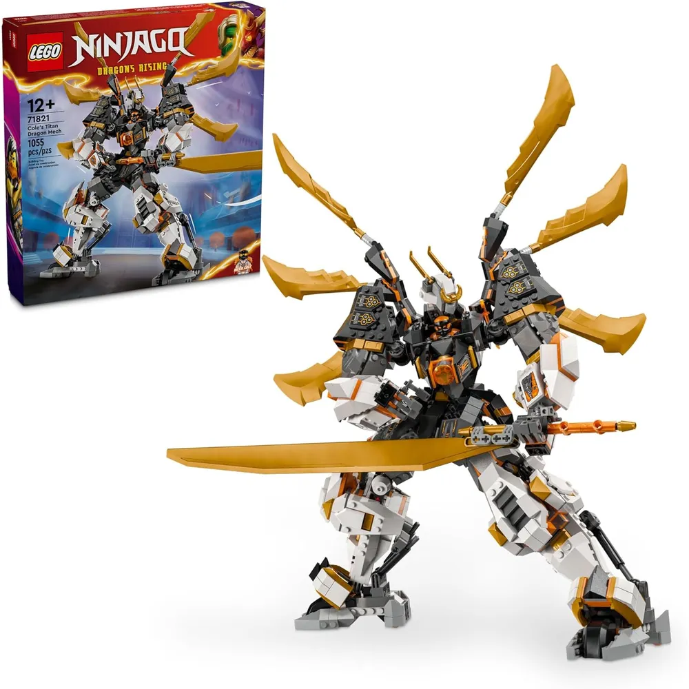 Lego Ninjago Aventura del Dragón Titán Mech de Cole, set ninja con minifigura