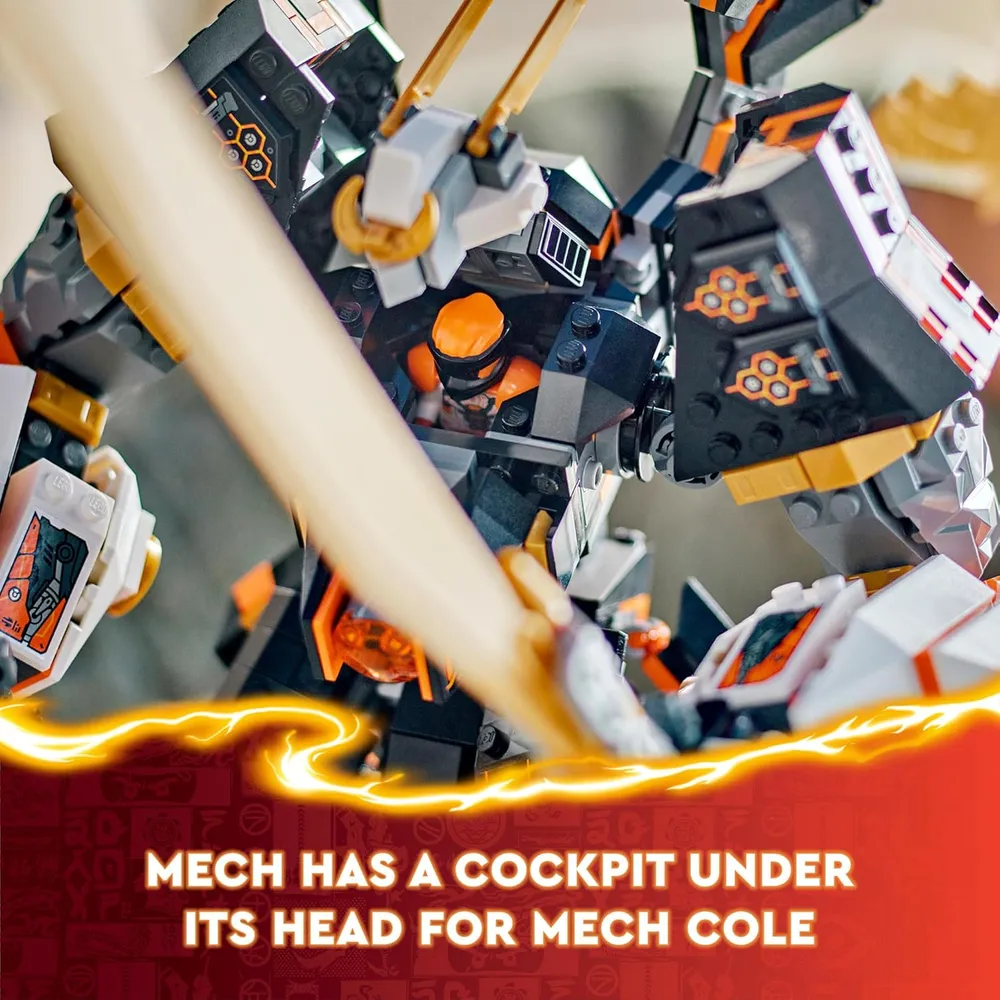 Lego Ninjago Aventura del Dragón Titán Mech de Cole, set ninja con minifigura