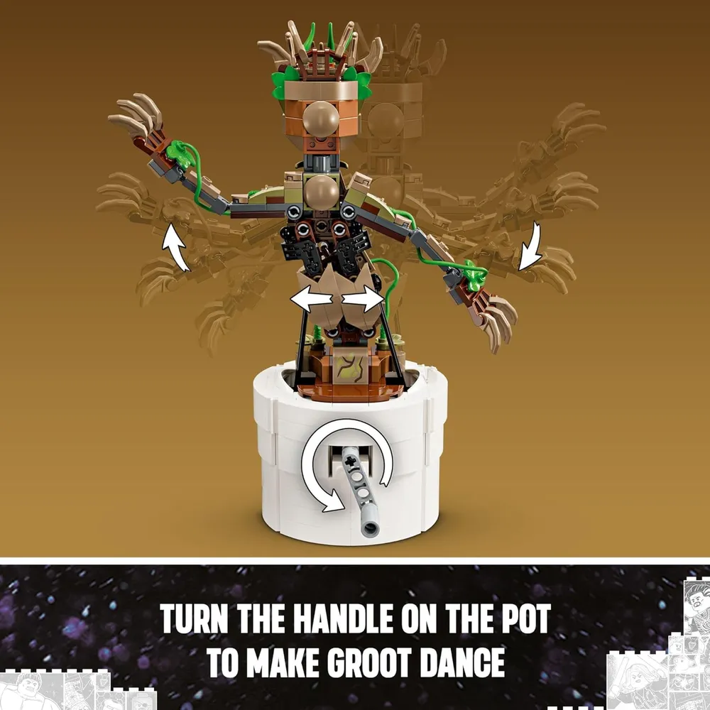 Lego Marvel Groot Bailarín, set de Guardianes de la Galaxia, juguete interactivo