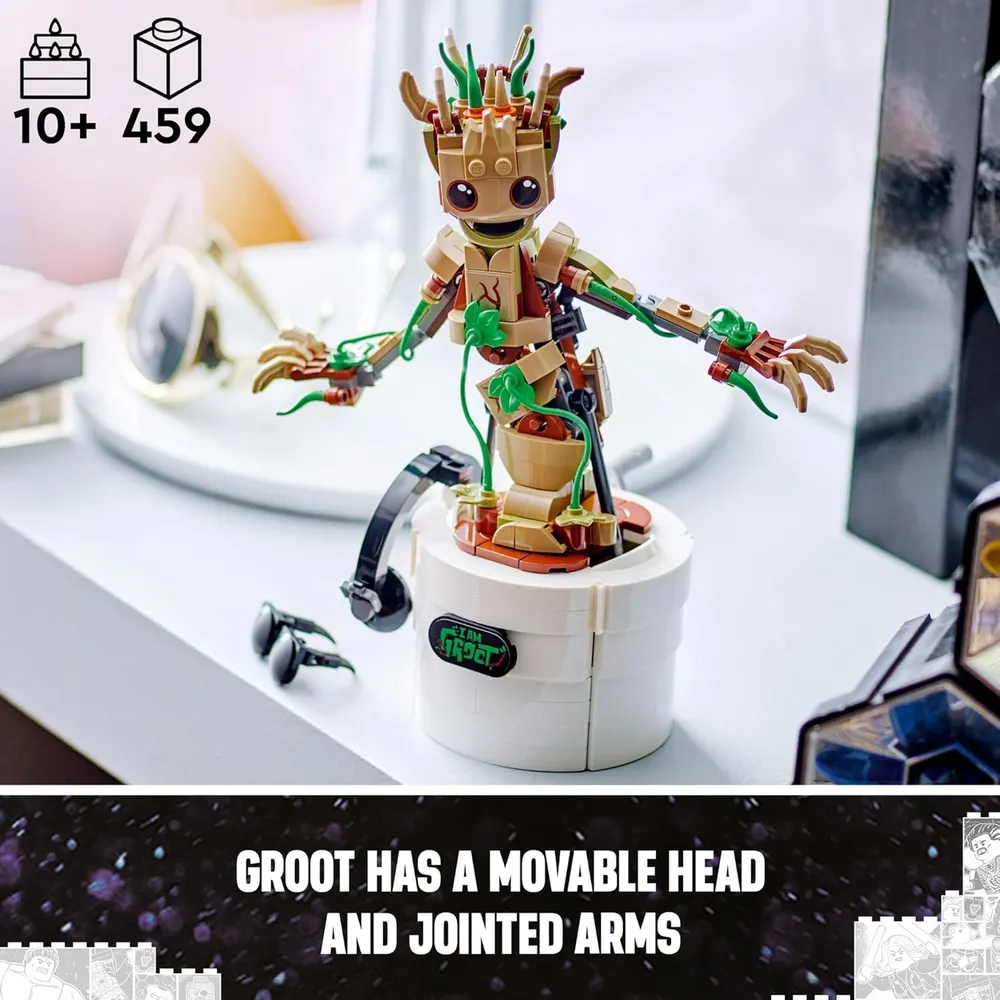 Lego Marvel Groot Bailarín, set de Guardianes de la Galaxia, juguete interactivo