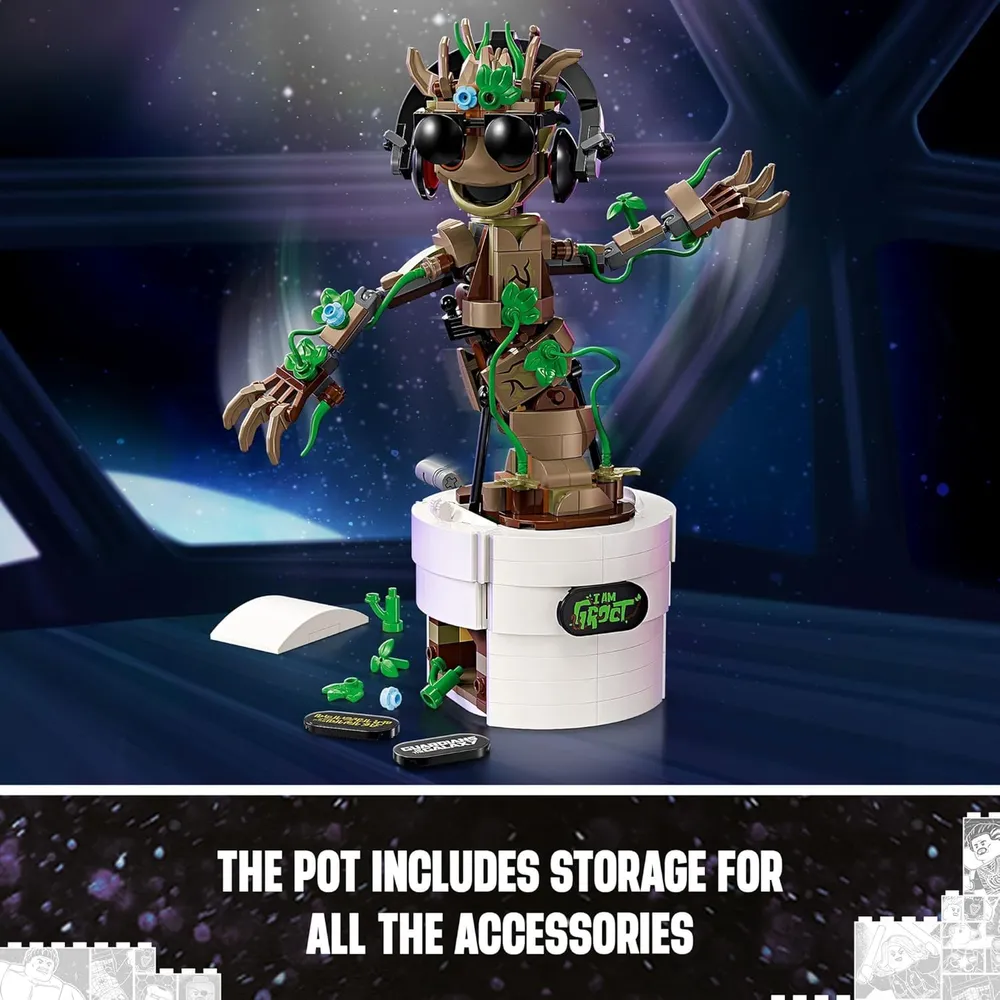 Lego Marvel Groot Bailarín, set de Guardianes de la Galaxia, juguete interactivo