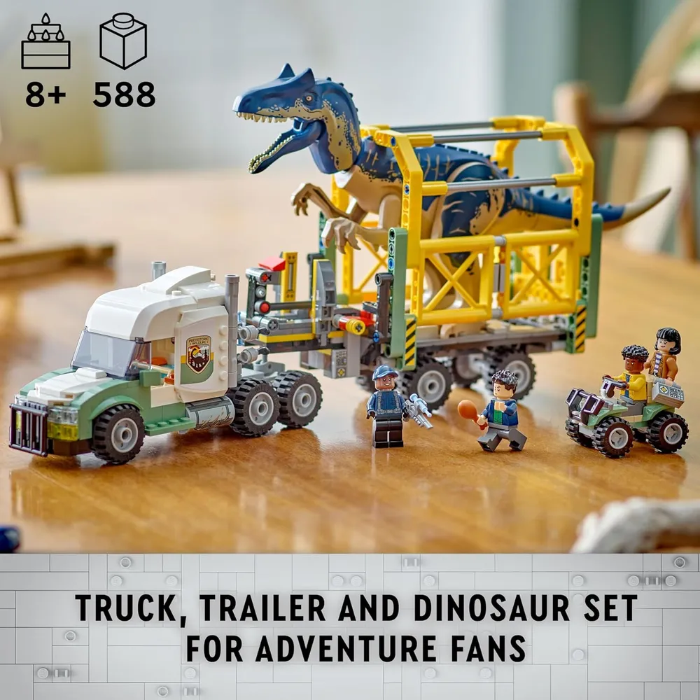 Lego Jurassic World Camión de transporte de alosaurios con minifiguras