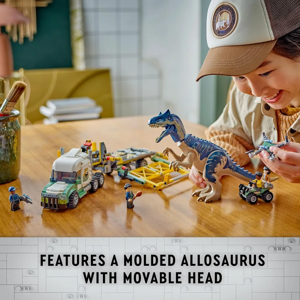 Lego Jurassic World Camión de transporte de alosaurios con minifiguras