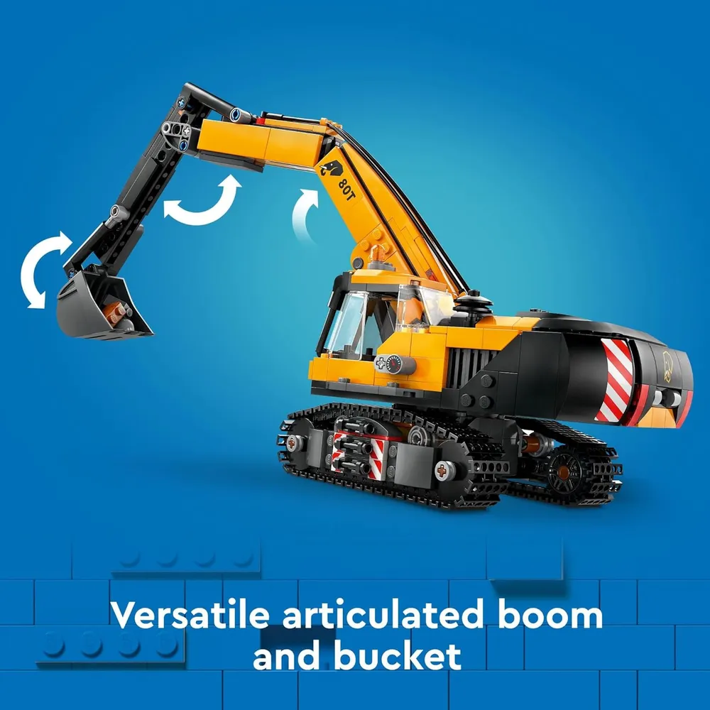 Lego City Excavadora amarilla, set de construcción con minifiguras de obreros