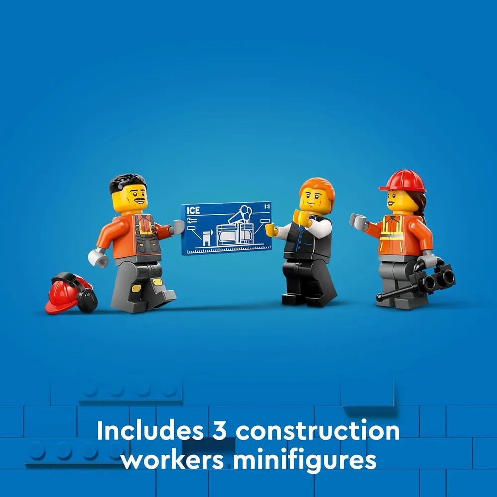 Lego City Excavadora amarilla, set de construcción con minifiguras de obreros