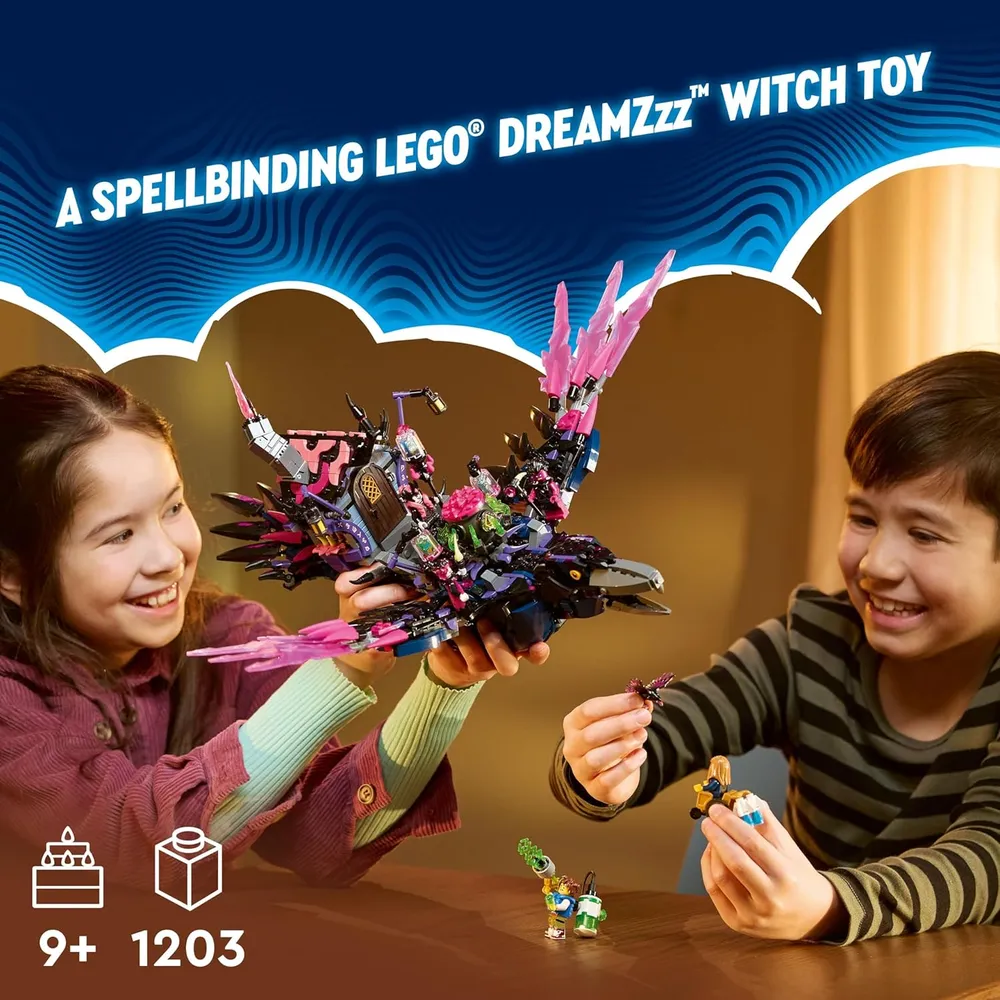 Lego Dreamzzz El Cuervo de Medianoche de la Bruja de Nunca Jamás, set con minifiguras