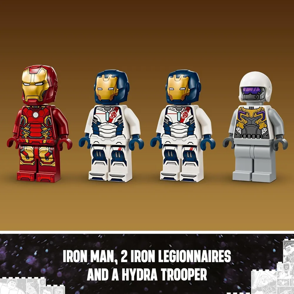 Lego Marvel Iron Man y la Legión de Hierro contra soldados de Hydra, set con 4 figuras