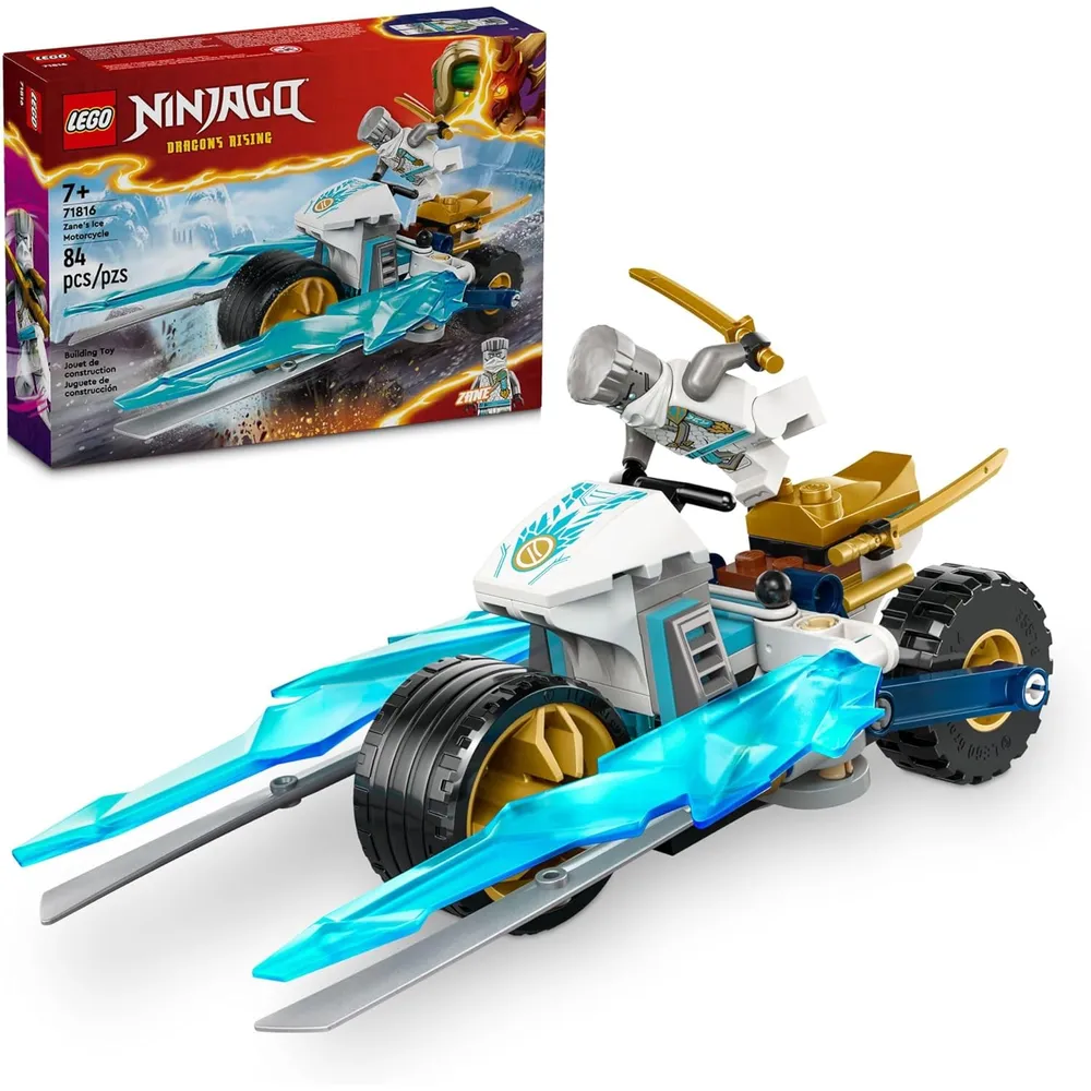 Lego Ninjago Motocicleta de hielo de Zane, set de construcción con minifigura