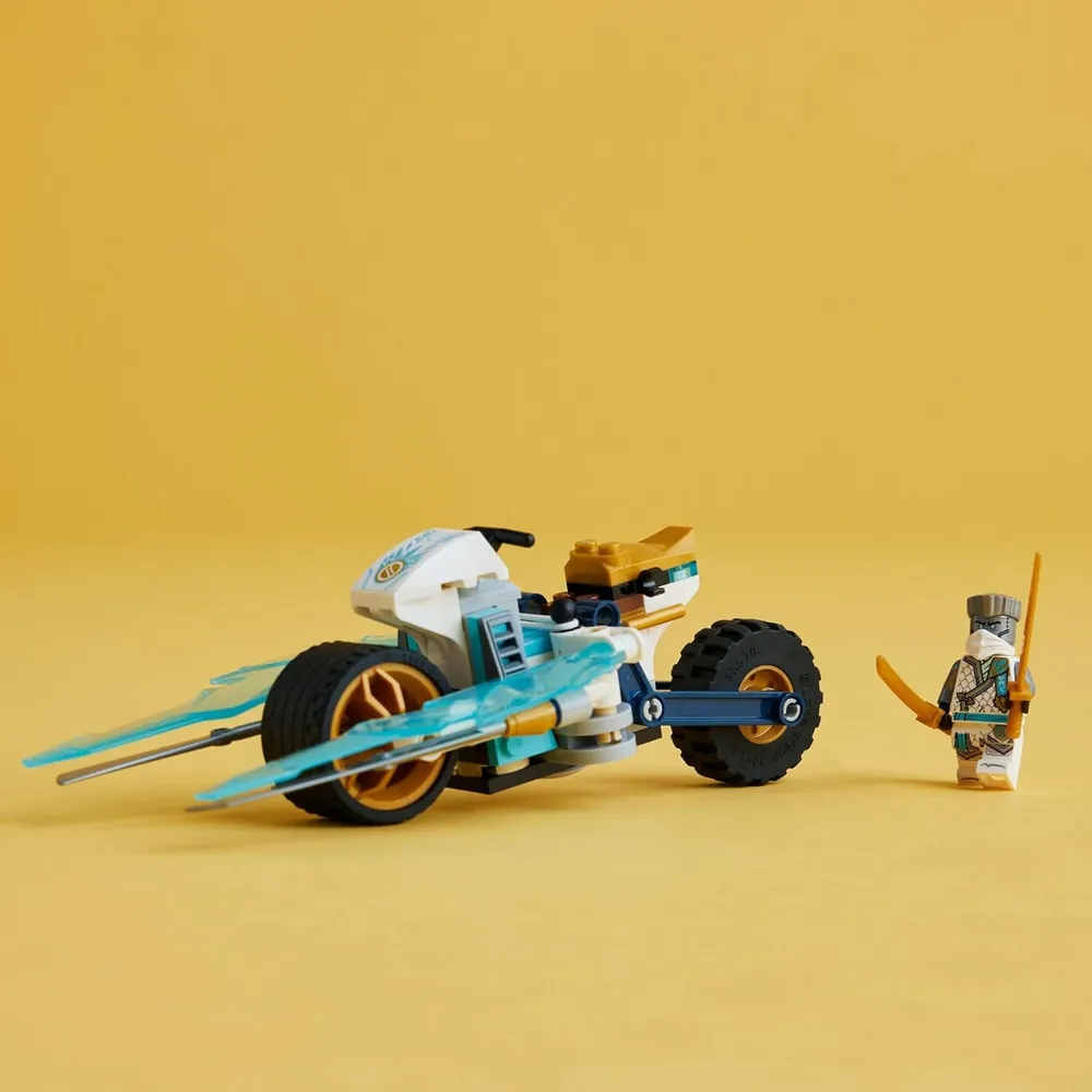Lego Ninjago Motocicleta de hielo de Zane, set de construcción con minifigura