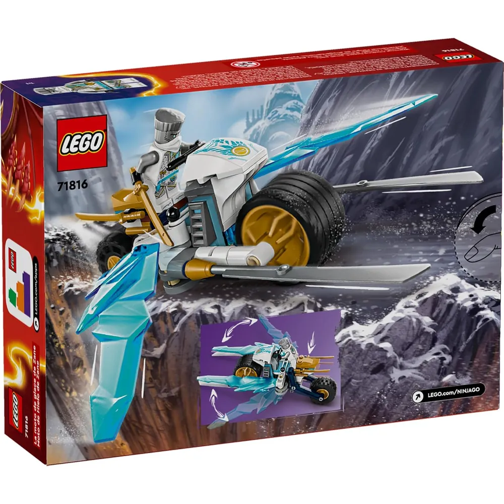 Lego Ninjago Motocicleta de hielo de Zane, set de construcción con minifigura