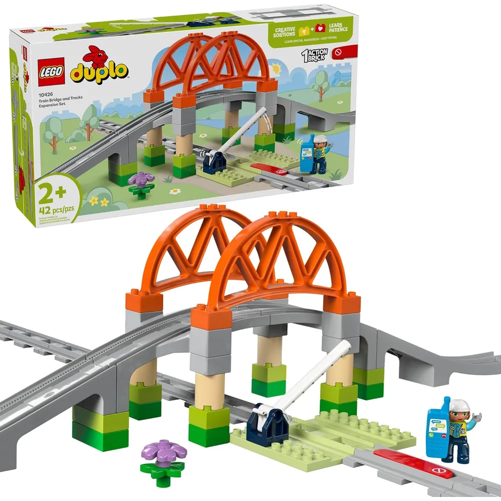 Lego Duplo Town Set de expansión de vías y puente de tren, 10 piezas adicionales