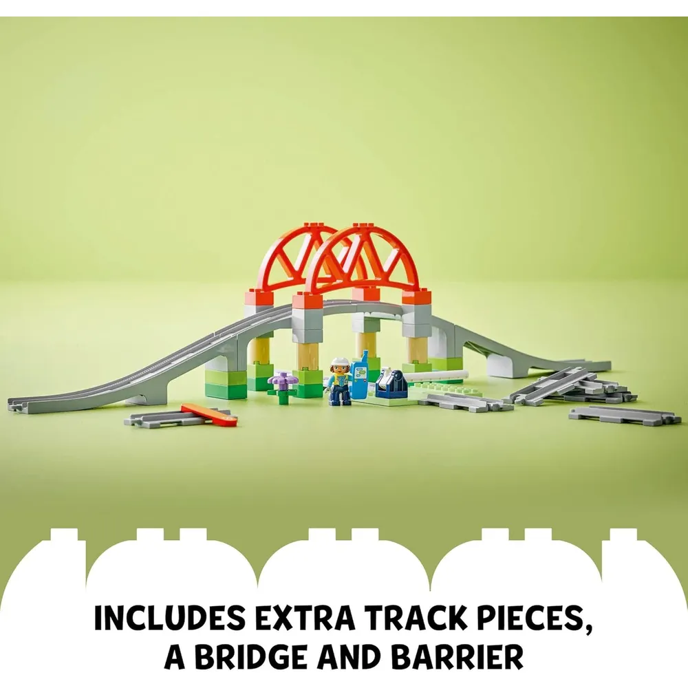 Lego Duplo Town Set de expansión de vías y puente de tren, 10 piezas adicionales