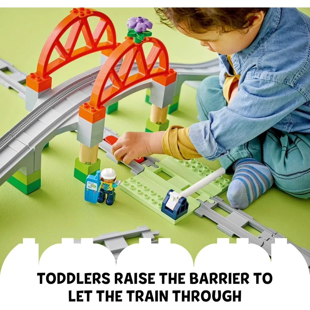 Lego Duplo Town Set de expansión de vías y puente de tren, 10 piezas adicionales