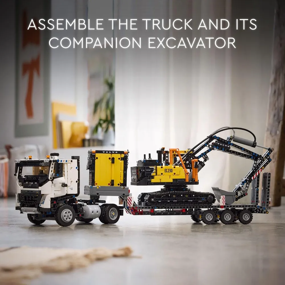 Lego Technic Camión Volvo FMX y excavadora eléctrica EC230, 2 vehículos a escala