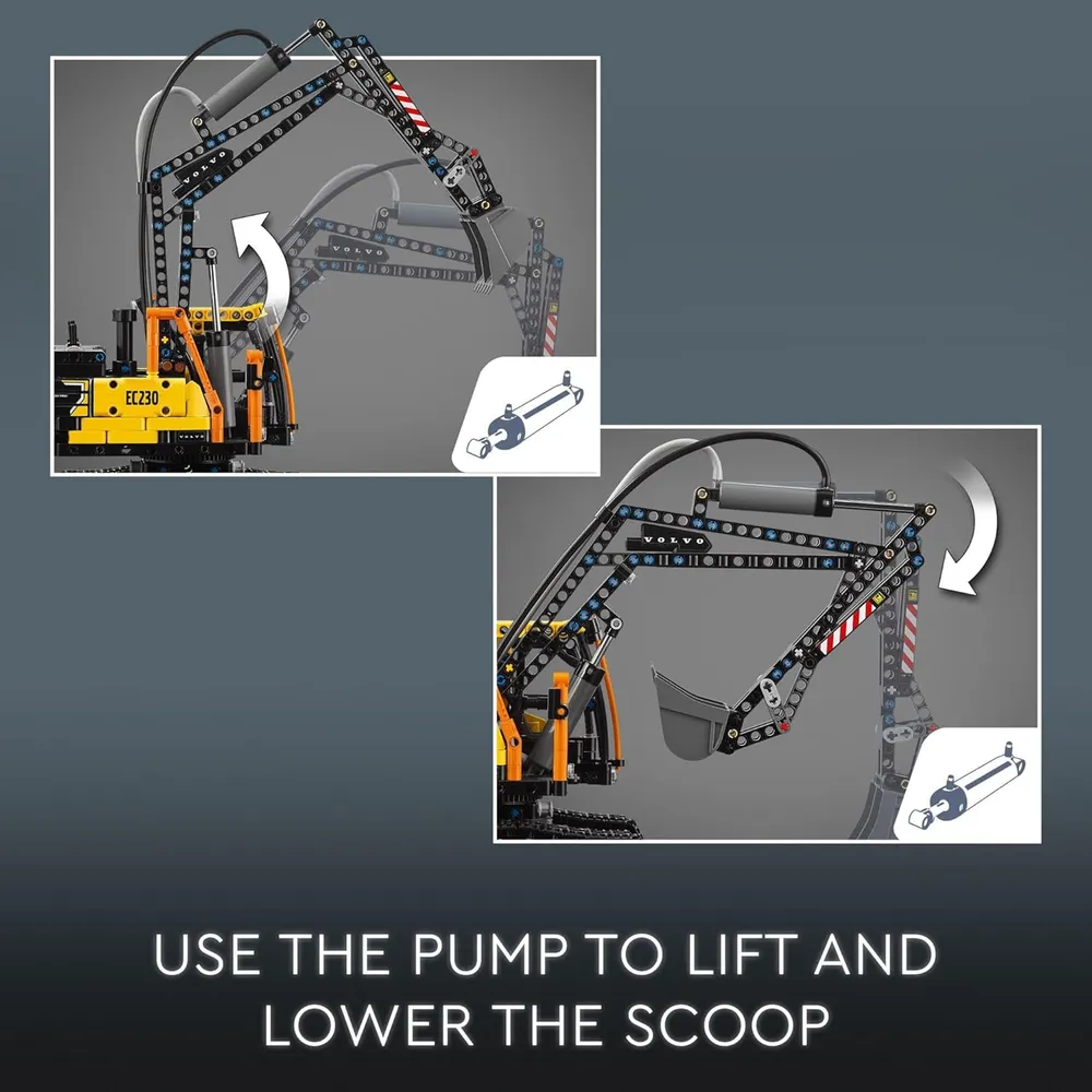 Lego Technic Camión Volvo FMX y excavadora eléctrica EC230, 2 vehículos a escala