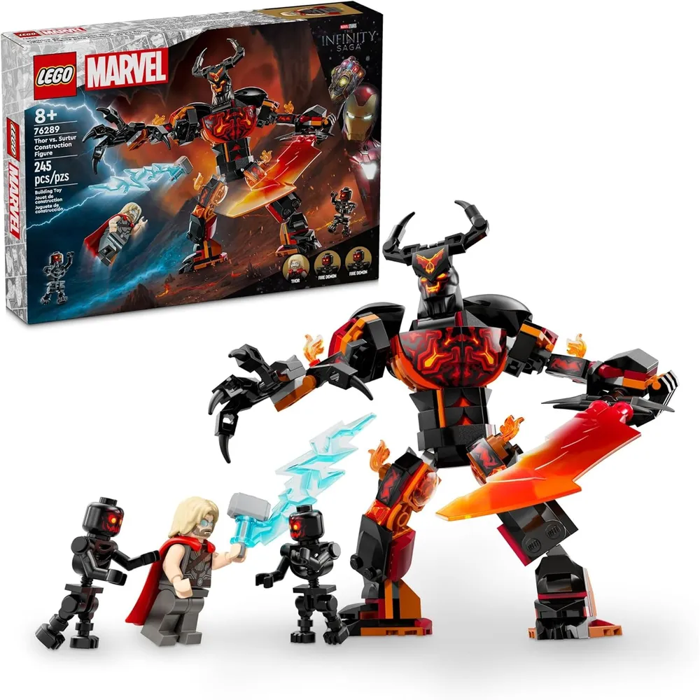 Lego Marvel Thor vs. Surtur, juguete de superhéroe con 3 minifiguras