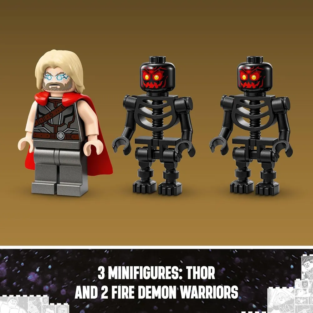 Lego Marvel Thor vs. Surtur, juguete de superhéroe con 3 minifiguras