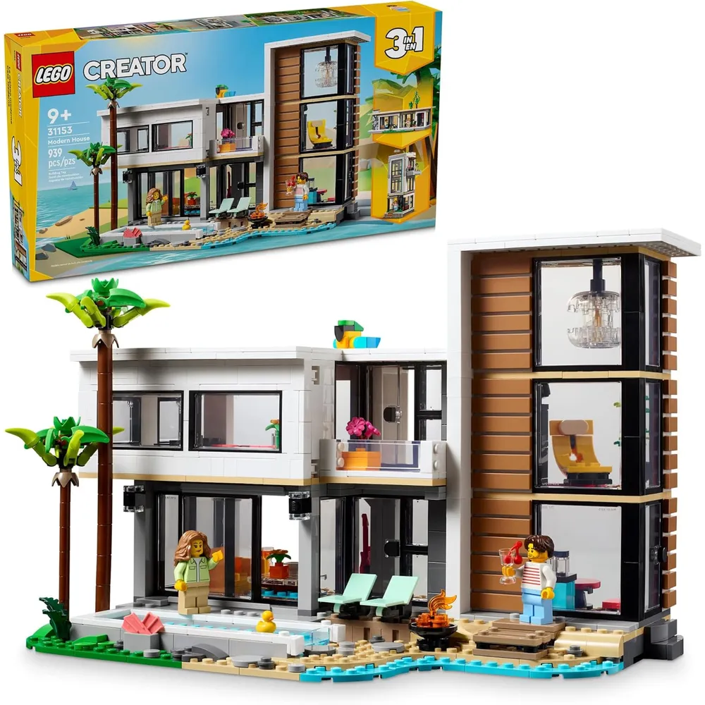 Lego Creator 3 en 1 Casa Moderna, set de construcción con 3 opciones y 2 figuras