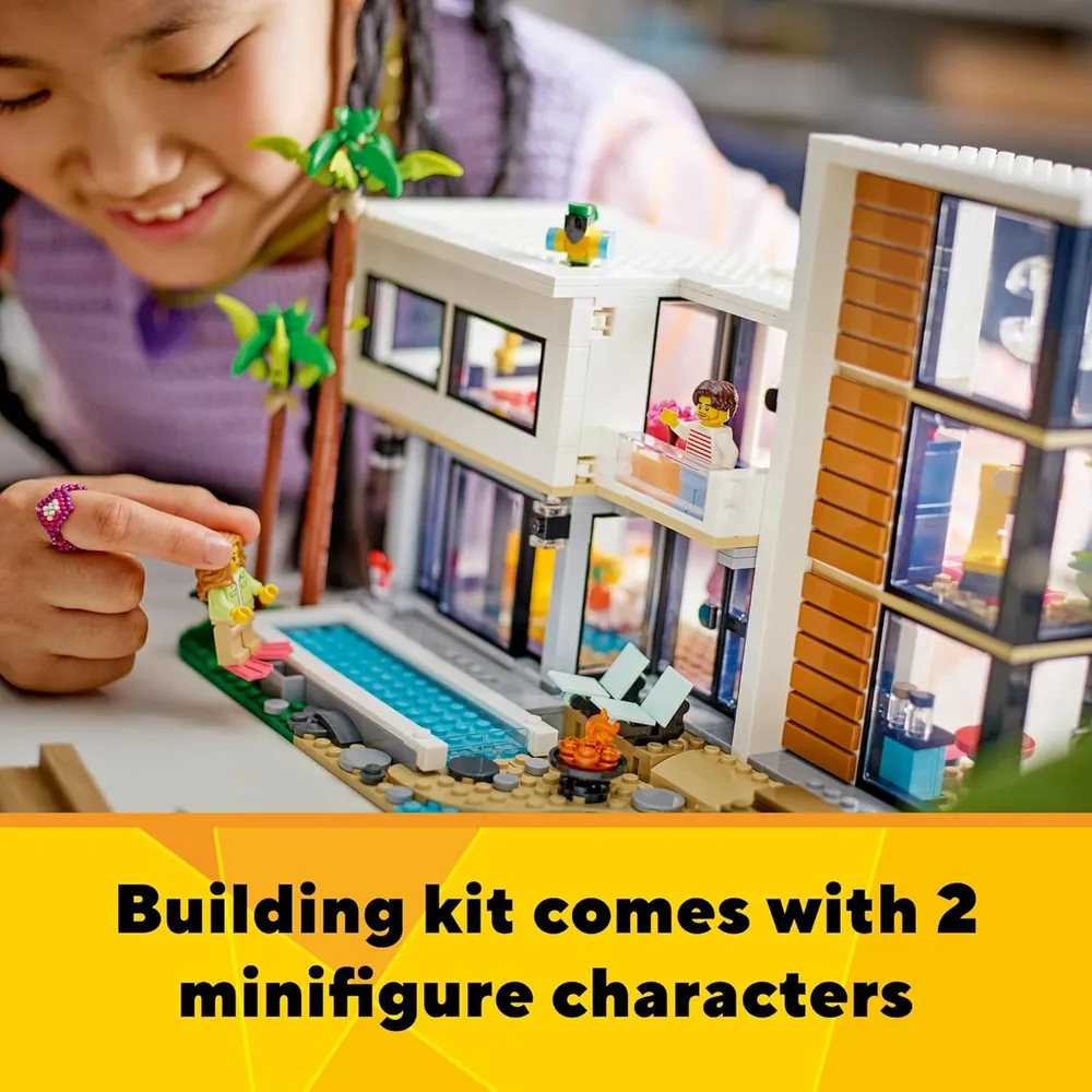 Lego Creator 3 en 1 Casa Moderna, set de construcción con 3 opciones y 2 figuras