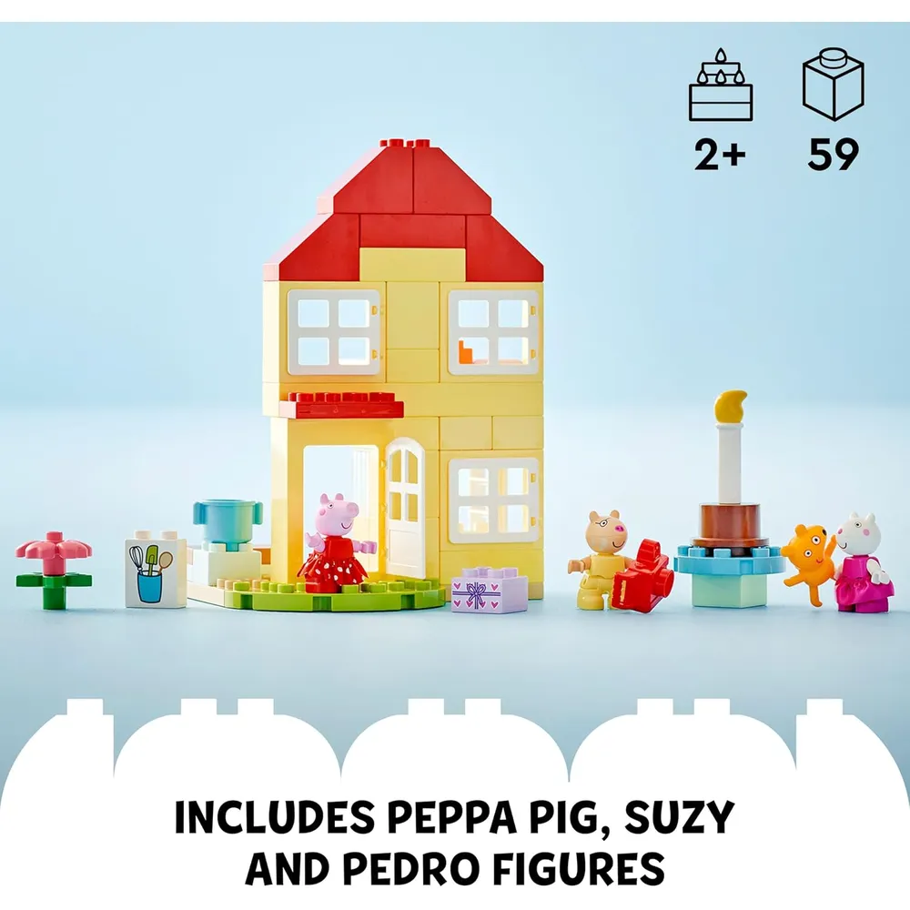 LEGO DUPLO CASA DE CUMPLEAÑOS DE PEPPA PIG CON 3 FIGURAS