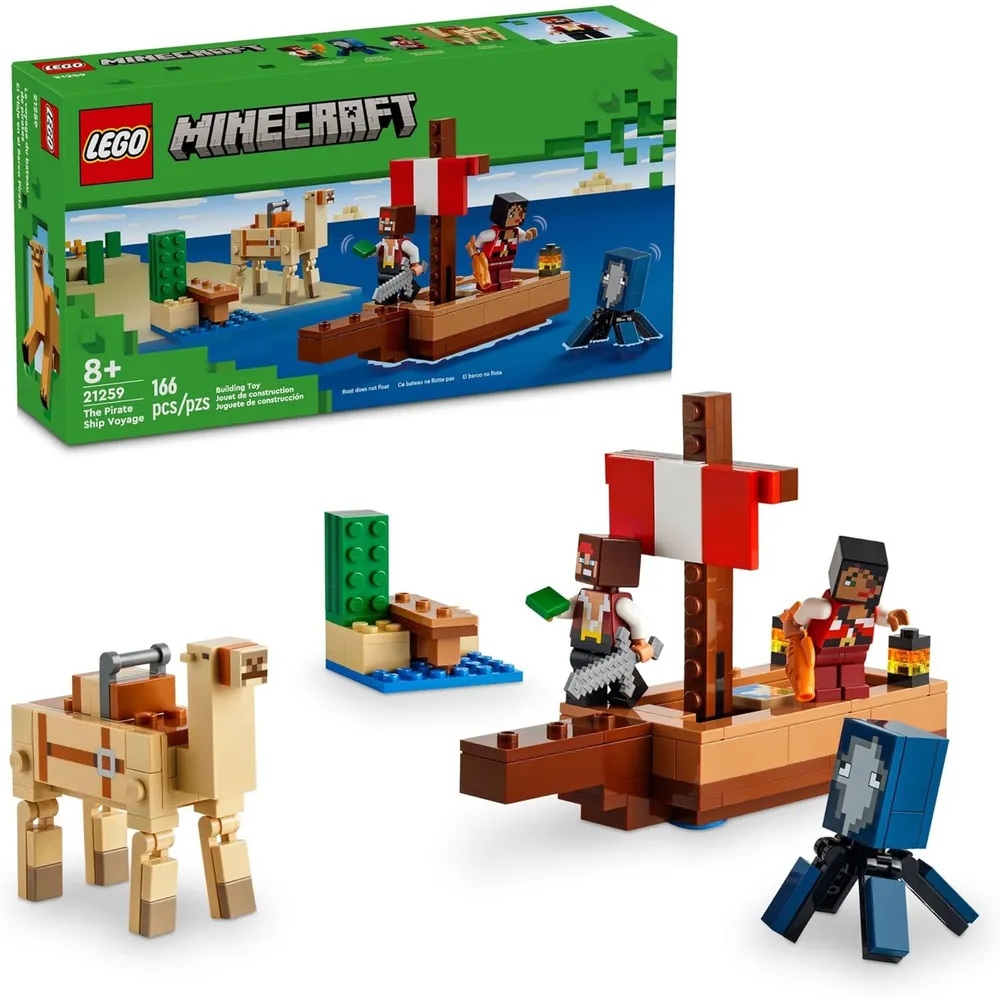 Lego Minecraft Viaje del barco pirata con figuras de pirata