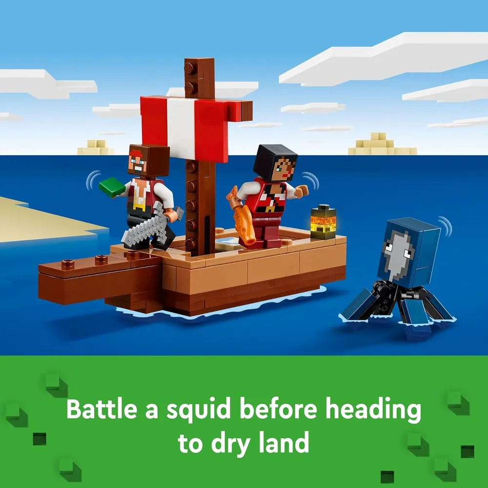 Lego Minecraft Viaje del barco pirata con figuras de pirata