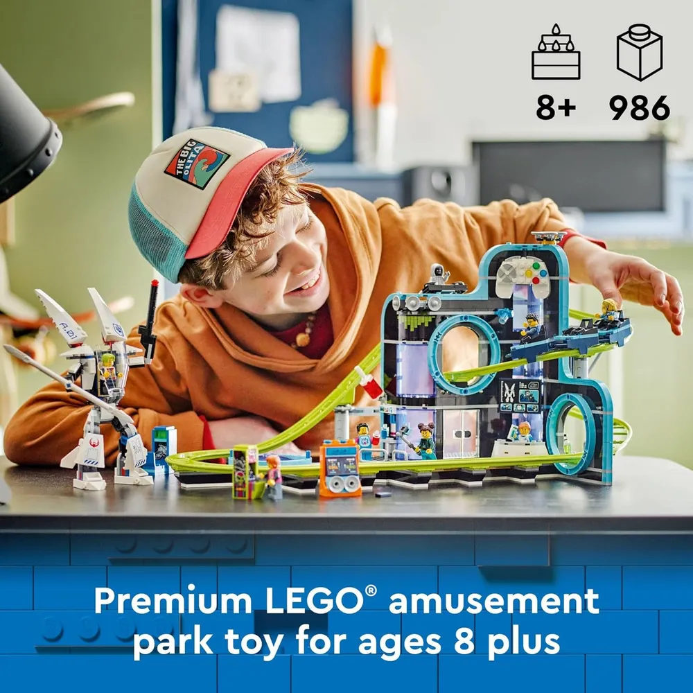 Montaña rusa Lego City con robot articulado, juguete de ingeniería