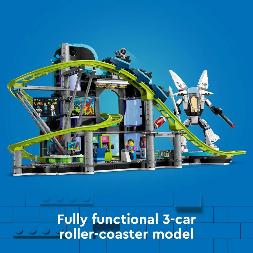 Montaña rusa Lego City con robot articulado, juguete de ingeniería