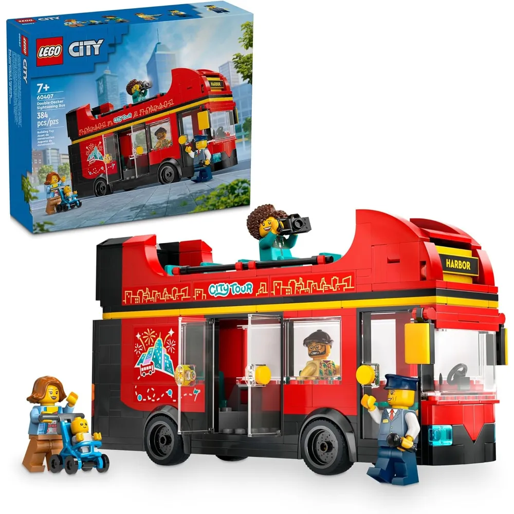 LEGO CITY AUTOBÚS TURÍSTICO ROJO DE DOS PISOS CON 5 PERSONAJES