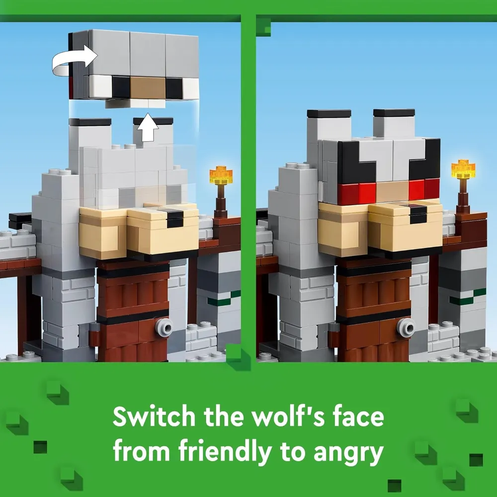 Lego Minecraft Fortaleza del Lobo, castillo de acción con minifiguras