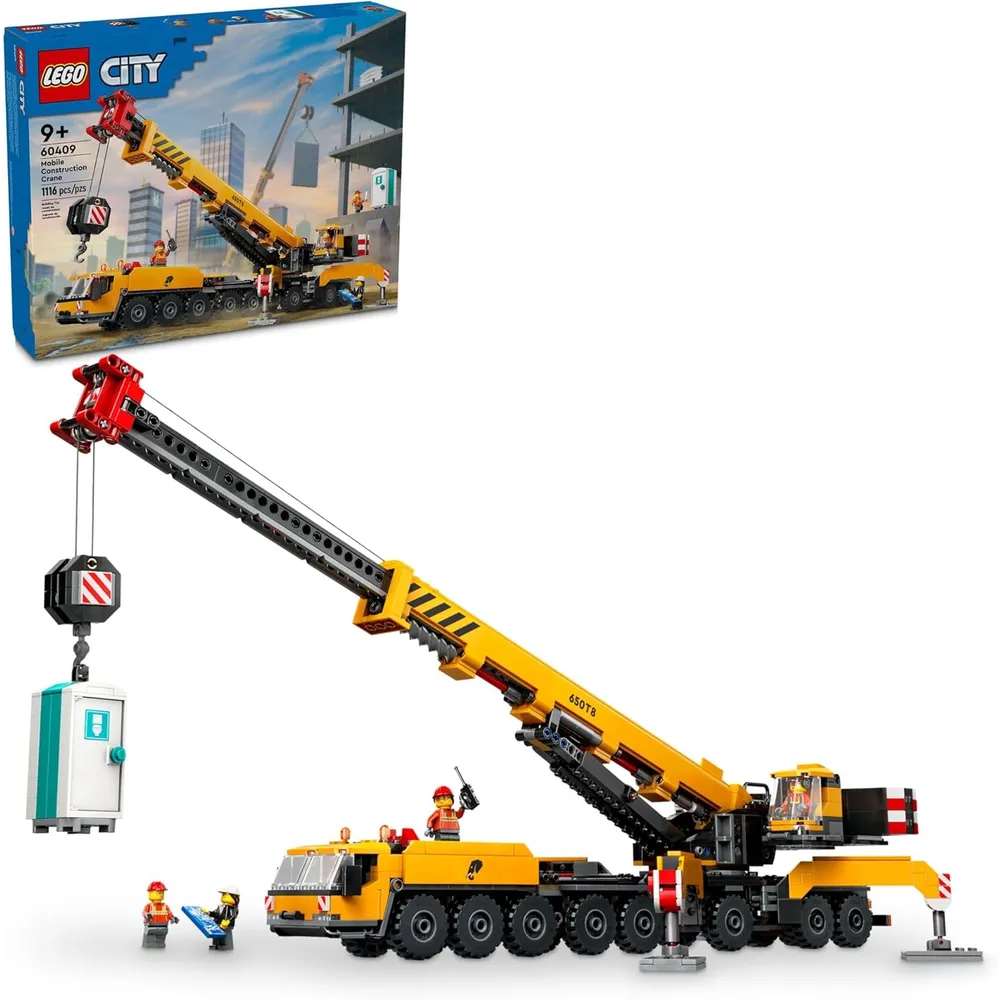 LEGO CITY SET MÓVIL AMARILLA CON PLUMA EXTENSIBLE Y 4 MINIFIGURAS