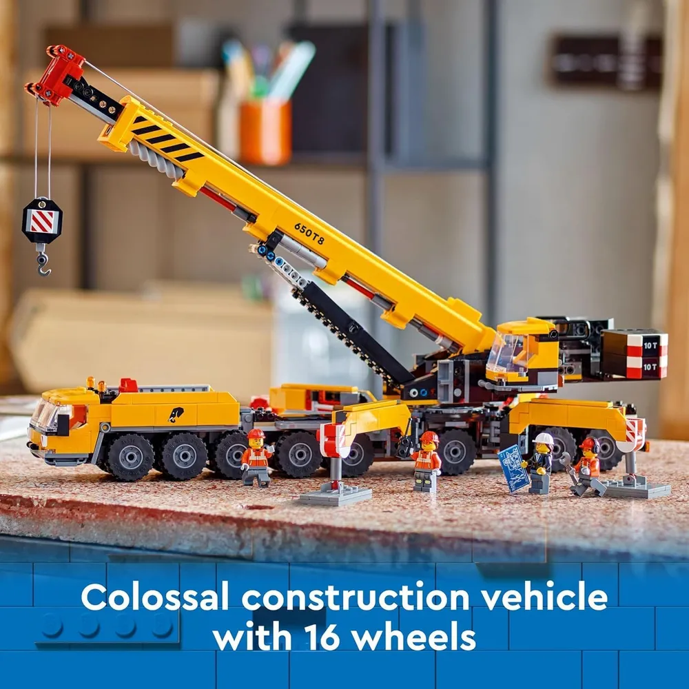 LEGO CITY SET MÓVIL AMARILLA CON PLUMA EXTENSIBLE Y 4 MINIFIGURAS