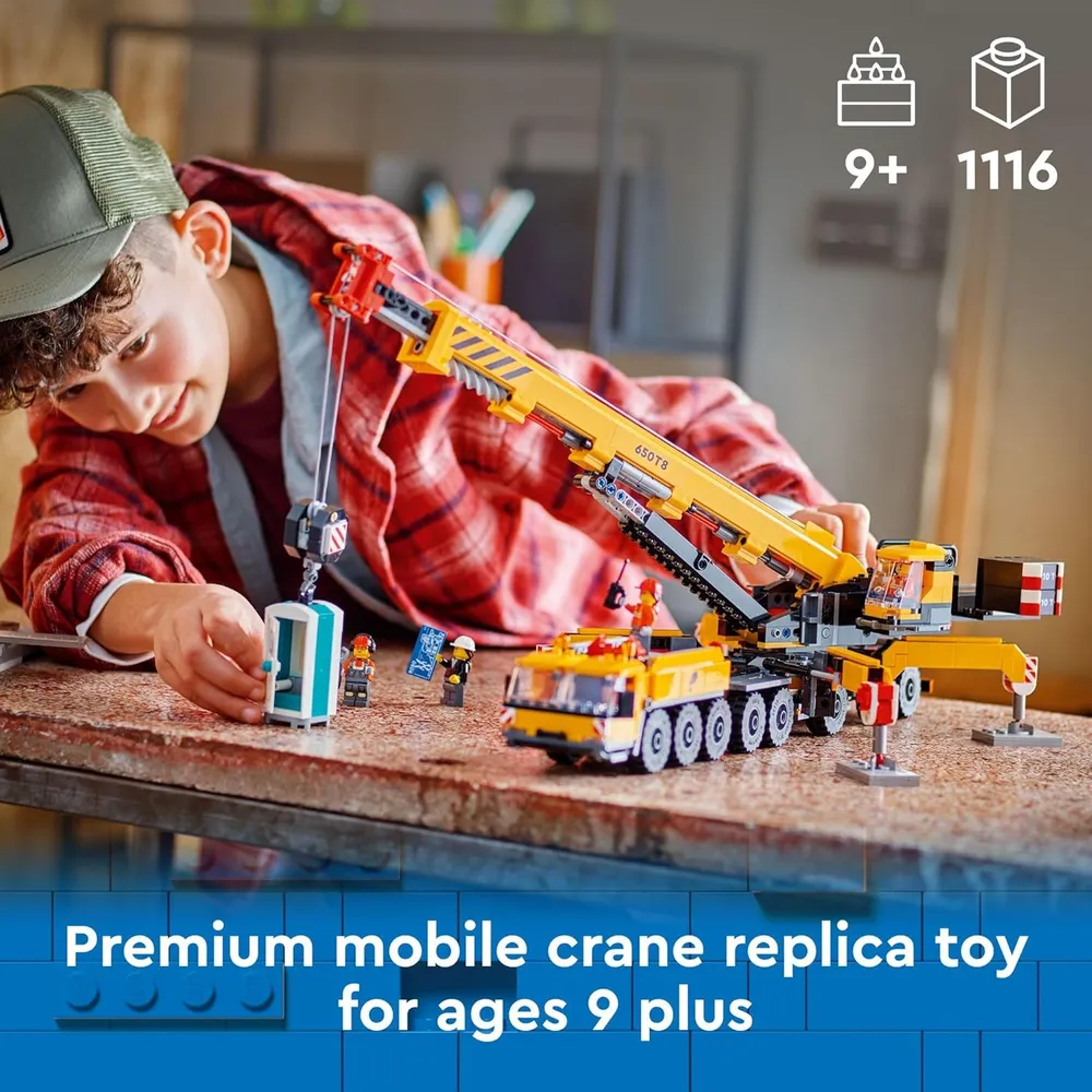 LEGO CITY SET MÓVIL AMARILLA CON PLUMA EXTENSIBLE Y 4 MINIFIGURAS