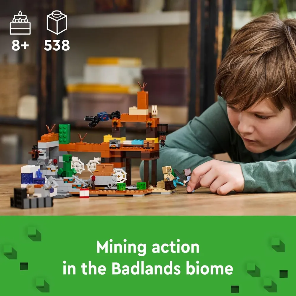 Lego Minecraft Mina de Badlands, set de exploración con minifiguras