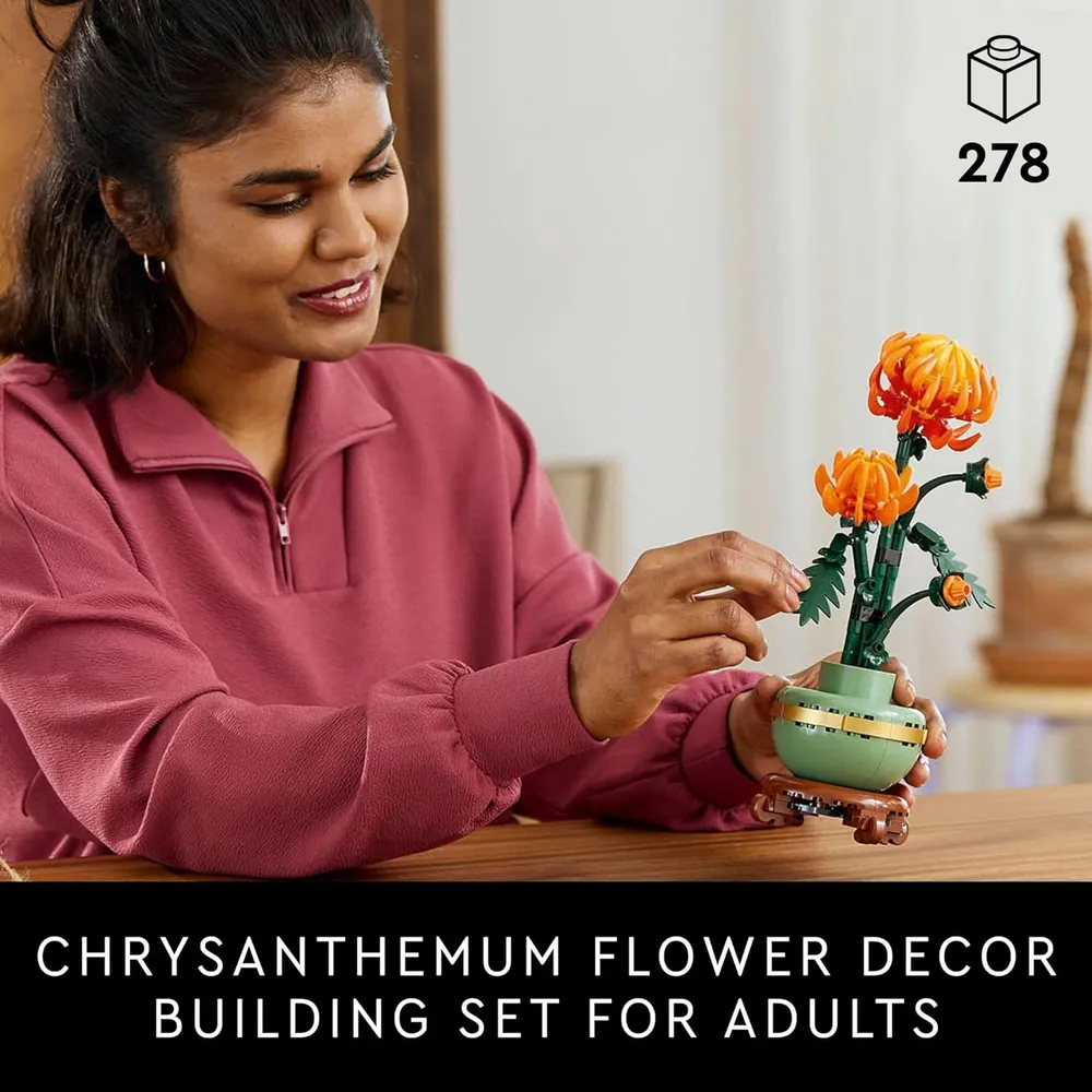 Set de crisantemo botánico Lego, flor artificial y decoración para adultos
